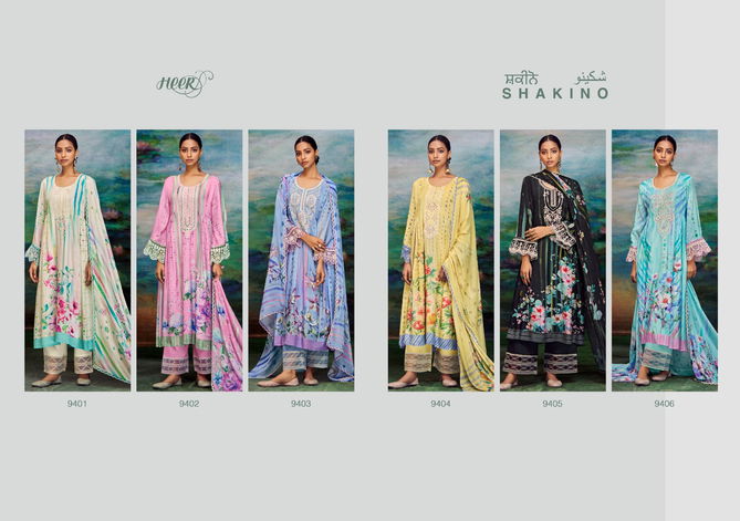 Shakino By Kimora 9401 To 9406 Chinon Printed Designer Salwar Suits Wholesalers In Delhi